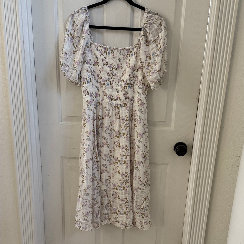 Floral Puff Sleeve Dress L